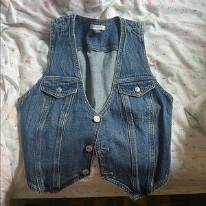 Denim Vest with Button Details